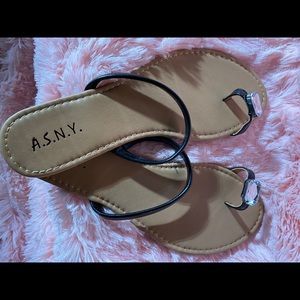Black Strap Flip Flop with Jeweled Big Toe Design